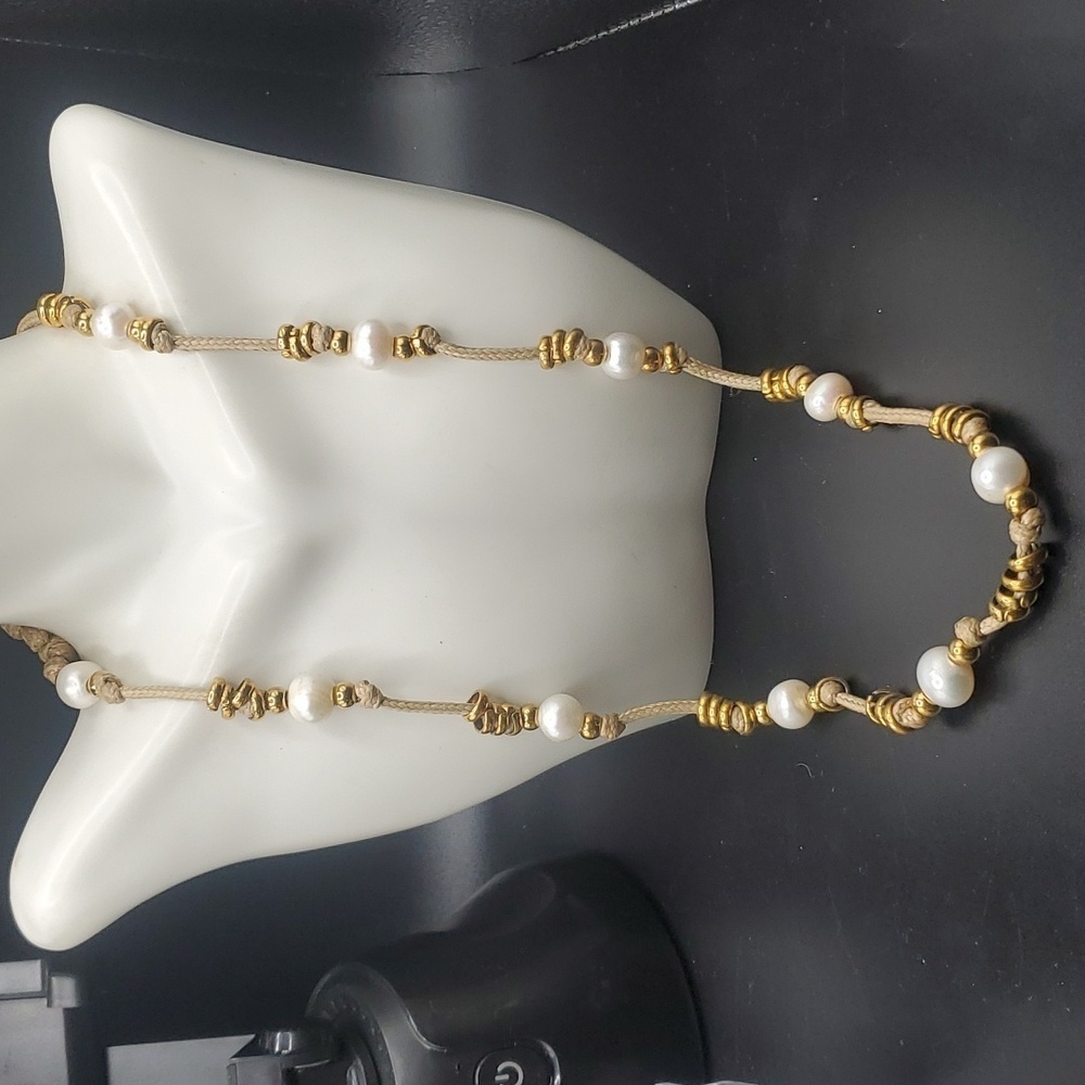 N2834 14kt gf butterfly pearl garden party‎ necklace